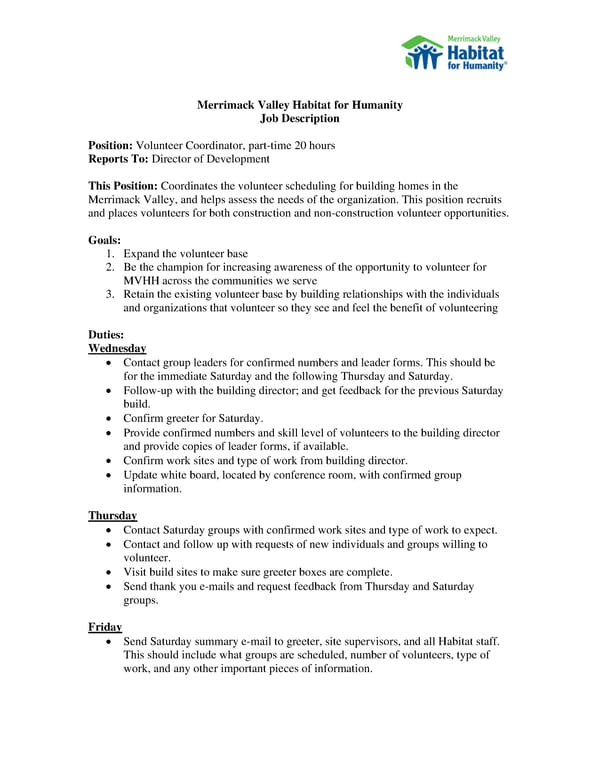 Habitat for Humanity Volunteer Coordinator - Page 4