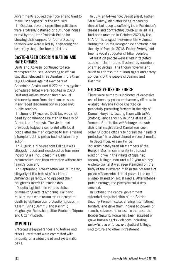 Amnesty International Report 2021/22 - Page 192