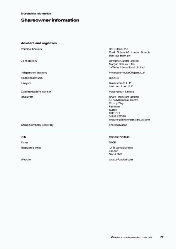 s4 capital annual report and accounts 2021 - Page 169