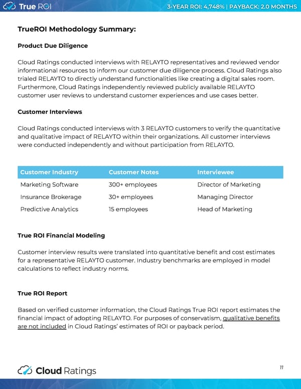 Cloud Ratings Study: True ROI of RELAYTO - Page 12