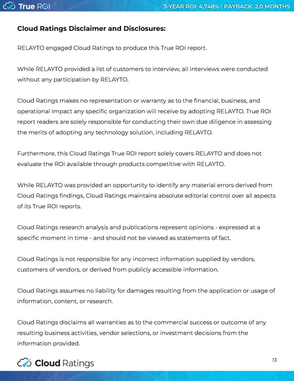 Cloud Ratings Study: True ROI of RELAYTO - Page 14