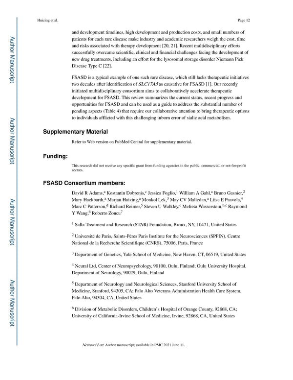 Free Sialic Acid Storage Disorder: Progress and Promise - Page 12