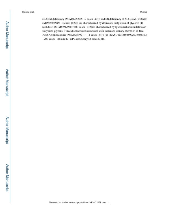 Free Sialic Acid Storage Disorder: Progress and Promise - Page 25