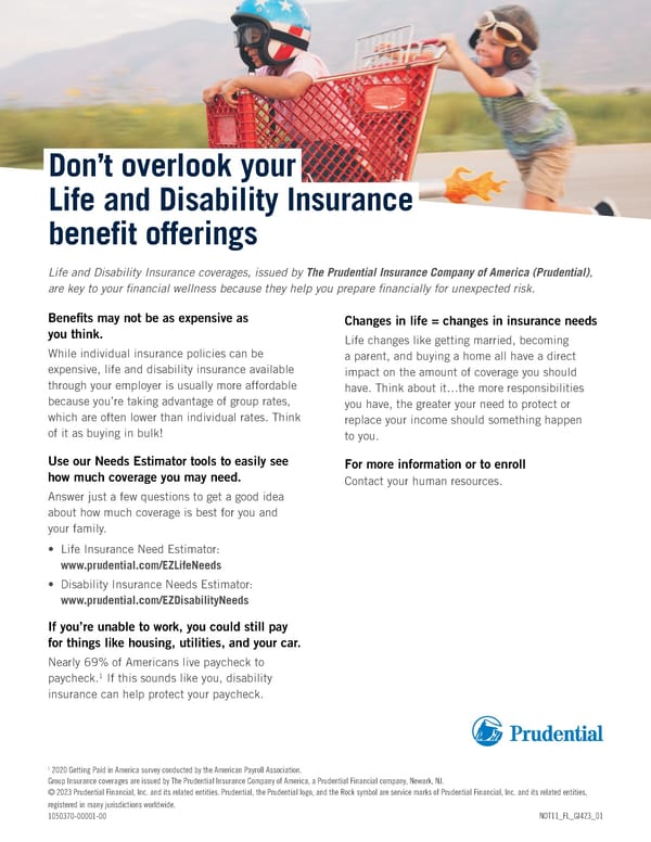 Life and Disability Needs Estimator Flyer - Page 1