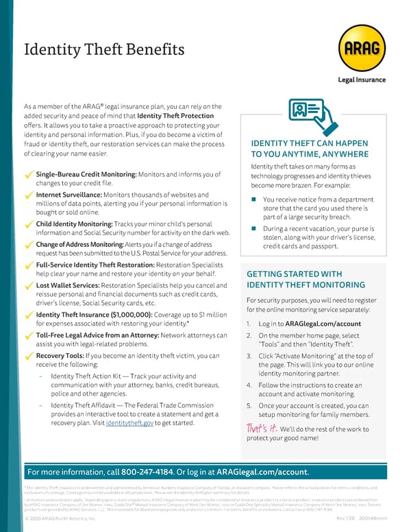 Identity Theft Benefits Flyer - Page 1