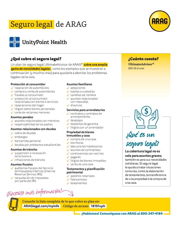 Benefits At a Glance Flyer – Spanish - Page 1