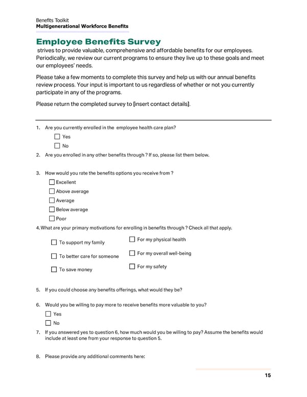 Multigenerational Workforce Benefits - Benefits Toolkit - Page 15